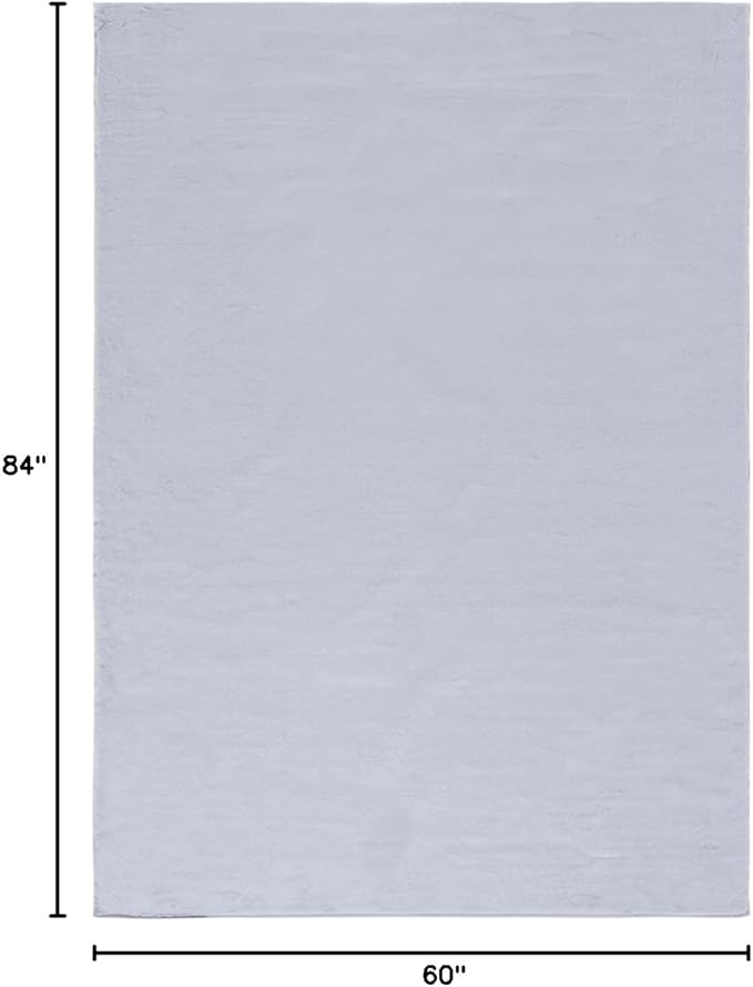 SAFAVIEH Washable Rug Faux Rabbit Fur Shag Collection - 5' x 7', Light Grey, Slip Resistant & Easy Cleaning, Ideal for Living Room, Bedroom, Kids Playroom, Nursery, Dining Space (FRF976F)