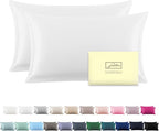 Silk Pillow Cases 2 Pack Soft Breathable and Sliky King Size Pillow Cases Set of 2,Natural Mulberry Silk Pillowcase Set of 2 for Hair and Skin with Hidden Zipper (White,20"X 36",2pcs)