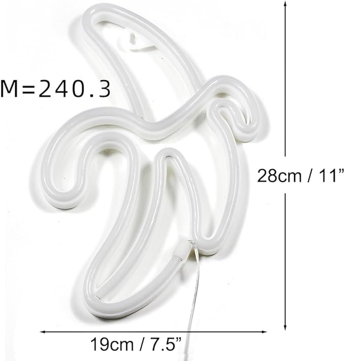 GUOCHENG Banana Neon Sign, Banana Shaped LED Night Light Battery&USB Power Hanging Neon Decor for Wall Bedroom Baby Room Christmas Party(Hanging)