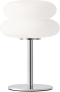 White Mushroom Lamp, Mid Century Modern Lamp for Nightstand, Dimmable Retro Egg Tart Bedside Lamps, Home Decor Ambient Lighting Aesthetic Cute Lamps for Bedroom Living Room (NOT Glass)