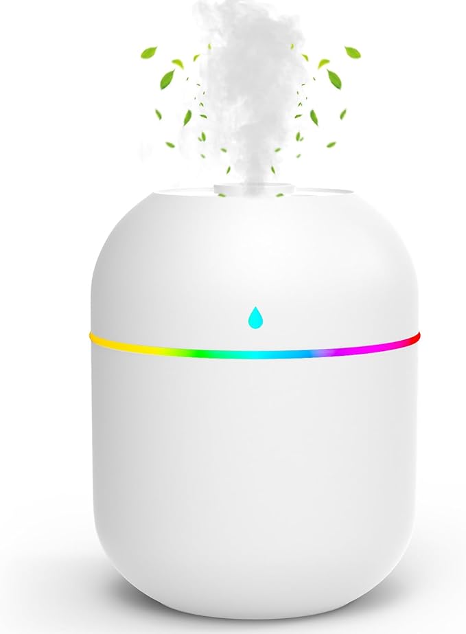 220ml Mini Essential Oil Diffuser for Desk, Small Humidifiers for Bedroom Aromatherapy Diffusers for Home Fragrance Aroma Diffuser with Night Light & Auto-Off