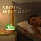 Runyangshi Fluorite Night Light with Natural Raw Green Crystal - USB Powered Focus Lamp for Study, Office, Meditation, Healing Crystal Decor with Wood Base, Clarity & Learning Aid