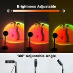 Fall Sunset Lamp Projector Light 180° Adjustable Sunset Mood Lamp, 4 Modes, Remote Control RGB Ambient Night Light for Bedroom.
