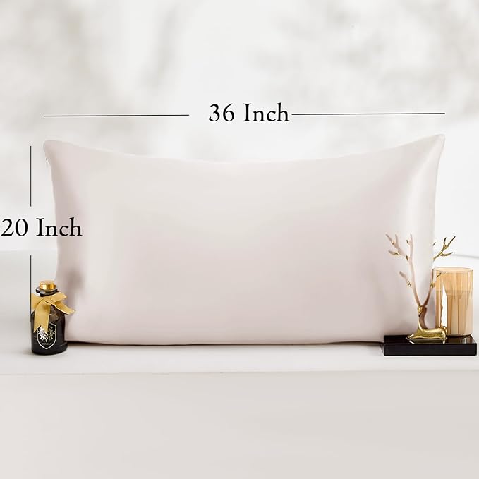 Vielit King Satin Pillowcase for Hair 2pc,Similar to Silk Pillow Cases,Easier Care Than Silk Pillowcase Gifts for Women Men,Beige,20x36 & Envelope Closure and 2 Satin Scrunchies