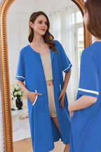 Ekouaer Women Zipper Robe Short Sleeve Duster Housecoat Short Bathrobes Zip Front Nightgown with Pockets S-3XL