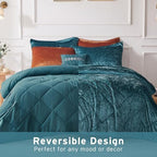 Intelligent Design Twin Comforter Set, Velvet Comforter Set , Luxury Diamond Quilting Comforter Set, Fluffy Comforter Bed Set with Decorative Pillowand 1 Sham, 3 Piece Teal, Twin/Twin XL