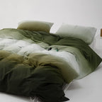 CLOTHKNOW Green White Queen Comforter Set 3Pcs Green Gradient Bedding Comforter Sets Soft Comforter with 2 x Pillow Cases