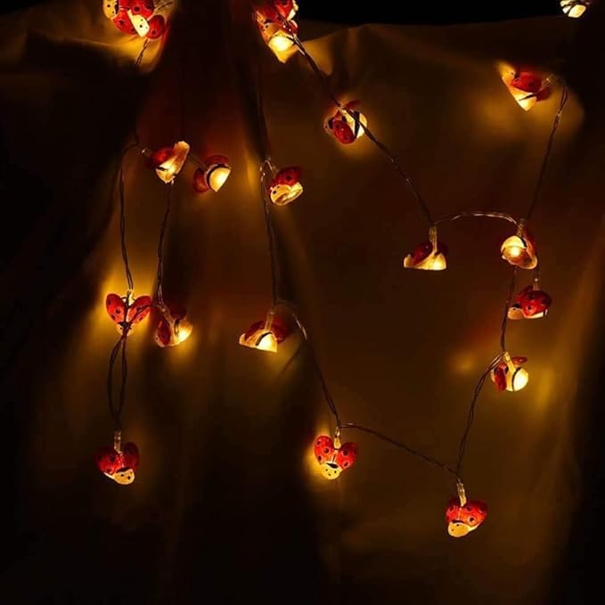 Solar Ladybug Lights, Waterproof Ladybird LED Solar Powered Decorative Fairy String Lights for Indoor Outdoor Bedroom Garden Summer Party Wedding Christmas Decoration (20FT 30Led)