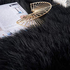 EasyJoy Ultra Soft Fluffy Rugs Faux Fur Rug Chair Cover Seat Pad Fuzzy Area Rug (Black, 2x6 ft Rectangle)
