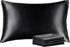 BEDELITE Satin Pillowcase with Zipper 4 Pack, Dark Grey Pillow Cases Standard Size, Super Soft and Cooling Similar to Silk Pillow Cases, Gift for Women Men(20x26 Inches)