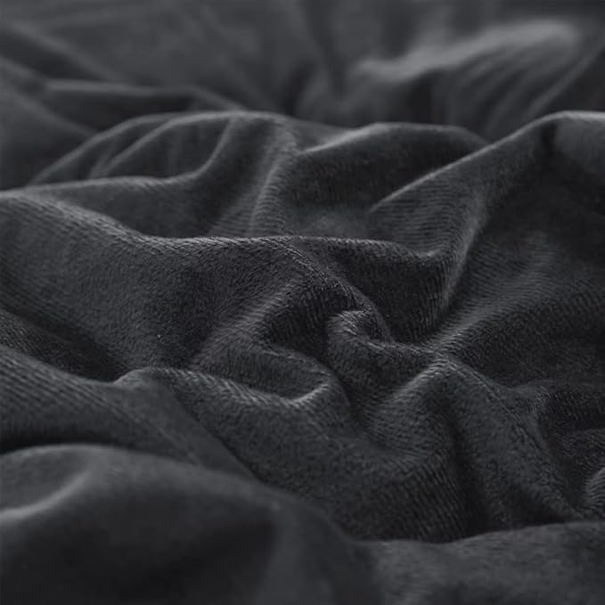 CLOTHKNOW Black Queen Comforter Set Velvet Bedding Comforter Sets Soft Comforter Queen Black Comforter with 2 x Pillow Cases