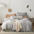 Luxlovery Grey Comforter Set Queen Silver Grey Bedding Comforter Women Men Light Gray Soft Breathable Durable Gray Queen Size Bedding Set 3PCS for Women Men