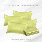 Elegant Comfort 6-PACK Cooling Viscose Satin Pillowcase Set with Hidden Zipper closure, Silky Smooth for Hair and Skin Care-Beautiful Gift Box-6-Piece Satin Pillowcases, Standard/Queen,Pistachio Green