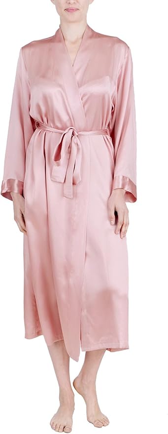 OSCAR ROSSA Women's Luxury Silk Sleepwear 100% Mulberry Silk Long Robe Kimono
