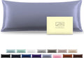 Silk Body Pillowcase Mulberry Silk Pillowcase Body Pillow Cases with Zipper Soft Breathable Smooth Cooling 20x54 inches Body Pillow Pillowcase for Sleep (Grayish Blue,20"X 54",1Pcs)