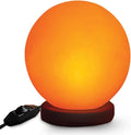 Himalayan Salt Lamp Globe – 5-Inch Hand-Carved Crystal Rock Sphere Moon with Wooden Base & UL-Listed Dimmer Cord – Warm Ambient Light for Bedroom, Office, Home Décor, Gift Ready