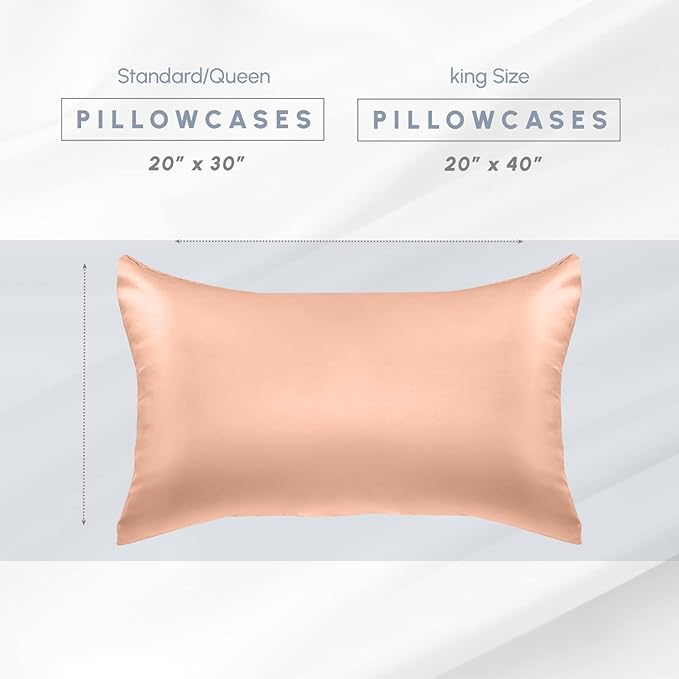 Elegant Comfort 2-Pack Cooling Viscose Satin Pillowcase Set with Hidden Zipper Closure, Silky Smooth for Hair and Skin Care-Beautiful Gift Box-2-Piece Satin Pillowcase Set, Standard/Queen, Dusty Rose