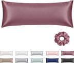 Vielit Satin Body Pillow Pillowcase 1pc,Silky Body Pillow Cover Similar to Silk Pillow Cases Soft Body Pillow Case 20x54 & Envelope Closure,Gift for Women Men Dusty Rose & 1 Satin Scunchie