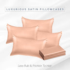 Elegant Comfort 6-Pack Silky Smooth Viscose Satin Pillowcase Set with Hidden Zipper Closure, Dusty Rose, Standard/Queen, 20" x 30"