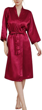 JEERLEEP Womens Silky Satin Robe Nine-quarter Sleeve Casual Sleepwear Party clothes Loungewear