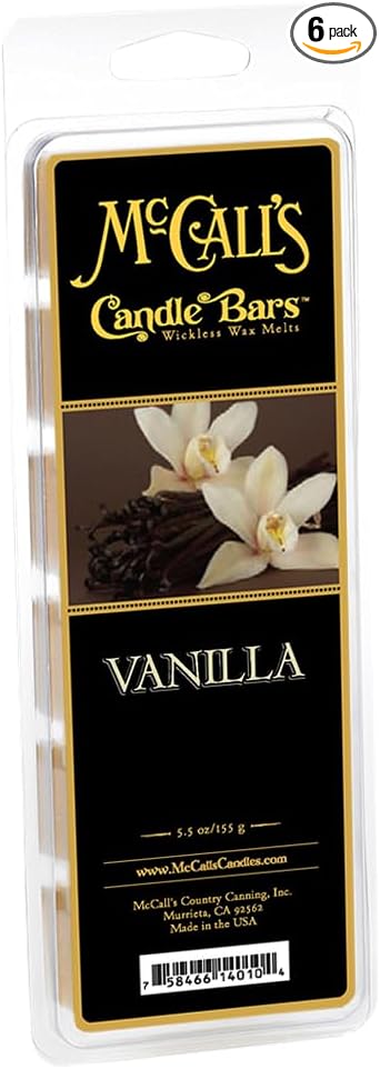 McCall’s Candles | Vanilla | Scented Wax Melt | Classic Vanilla Bean & Soft Sugar | 6-Piece Break-Apart Bar | 12–24 Hours Per Wedge | Poured in the USA | 5.5 oz
