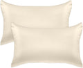 Elegant Comfort 2-Pack Cooling Viscose Satin Pillowcase Set with Hidden Zipper Closure, Silky Smooth for Best Hair and Skin Care-Beautiful Gift Box-2-Piece Satin Pillowcase Set, King, Cream