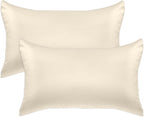 Elegant Comfort 2-Pack Cooling Viscose Satin Pillowcase Set with Hidden Zipper Closure, Silky Smooth for Best Hair and Skin Care-Beautiful Gift Box-2-Piece Satin Pillowcase Set, King, Cream