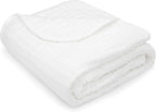 Comfy Cubs Muslin Baby Blanket - Soft, Lightweight, 6-Layer Cotton Swaddle Blankets for Newborns, Infants & Toddlers - 40" x 40" Large, Breathable & Versatile for Sleeping & Tummy Time - White