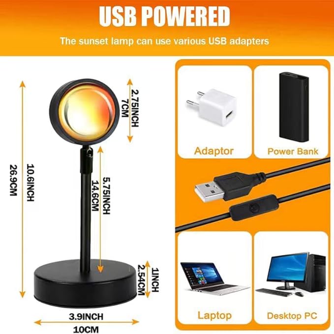 JIMEI Sunset Lamp Projector Led Lights for Bedroom Night Light RGB Lights Sun Sunlight Sunrise Lamp 10w 360° Rotation Mood Lighting Home/Room Decor Christmas Gifts for Women,Desktop Remote