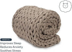 Nuzzie Original Knit Weighted Blanket- Breathable, Cooling, Hand Made Knit Throw Blanket for Sleep - Machine Washable, Stylish Decor Design (Taupe, King | 28lbs | 80"x80")