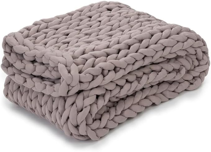 Nuzzie Original Knit Weighted Blanket - Breathable, Cooling, Hand Made Knit Throw Blanket for Sleep - Machine Washable, Stylish Decor Design (Dusty Rose, Full | 16lbs | 48"x72")
