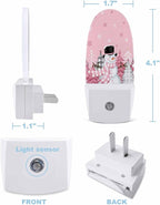 Night Light Plug into Wall, Winter Xmas Happy Snowman Grey Buffalo Checked Christmas Tree Snowflake Peach Popsicle Shape Night Light LED Nightlight with Light Sensors for Kids Bedroom Hallway