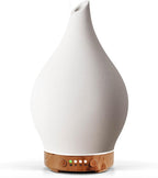 Porseme 150ml Essential Oil Diffuser Ceramic Color Changing Aroma Air Diffusers Aromatherapy Ultrasonic Cool Mist Humidifier 6 Running Hours for Spa Office Sleeping Yoga (White Ceramic)