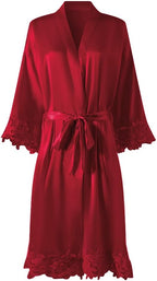 Womens Lace Robe Silk Robes Short Bridal Robe, Sleepwear Wedding For Bridal Bride Bridesmaid Soft Kimono Robes