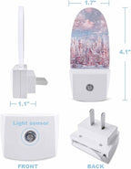 Christmas Peach Town Xmas Tree Night Light Plug into Wall, Winter Snowflake Cloud Sky Blue Popsicle Shape Night Light LED Nightlight with Light Sensors for Kids Bedroom Hallway