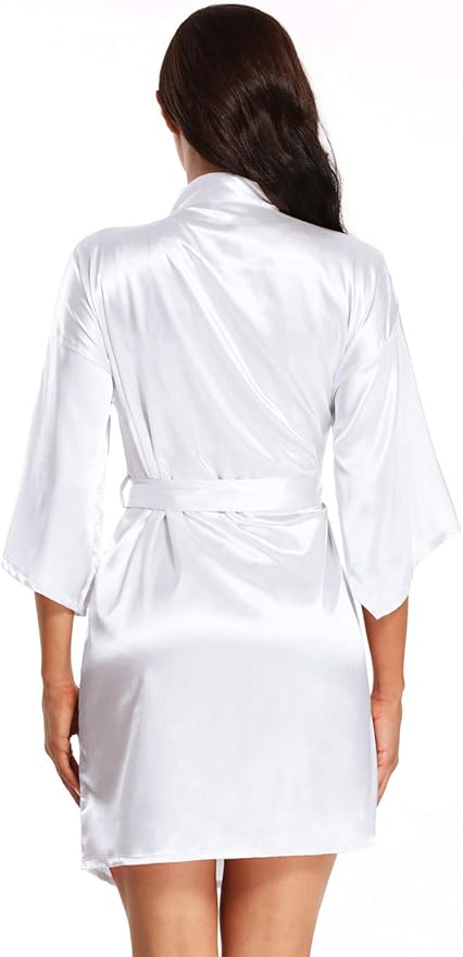 Women's Pure Short Satin Robes Bridesmaid and Bride Silky Robes Summer Sleepwear
