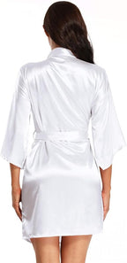 Women's Pure Short Satin Robes Bridesmaid and Bride Silky Robes Summer Sleepwear