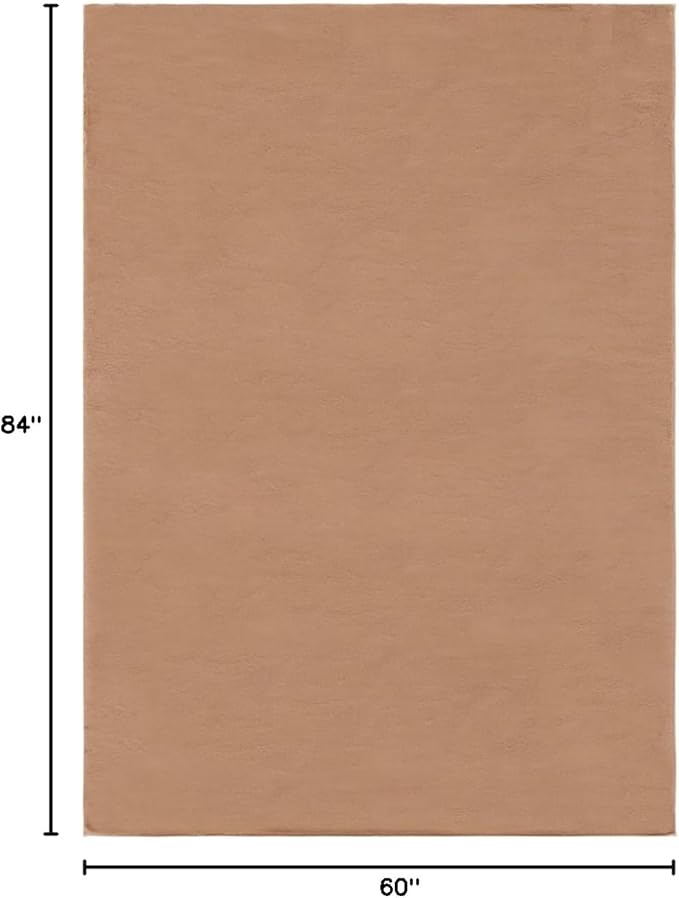 SAFAVIEH Washable Rug Faux Rabbit Fur Shag Collection - 5' x 7', Brown, Slip Resistant & Easy Cleaning, Ideal for Living Room, Bedroom, Kids Playroom, Nursery, Dining Space (FRF976T)