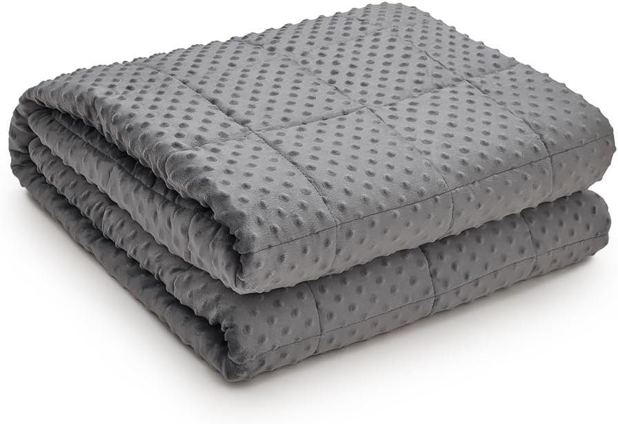 TONGDADA Minky Weighted Blanket | 40''x60'',10lbs | Cozy and Soft Minky Weighted Throw Blanket | Luxury Velvet with Premium Glass Beads | Dark Grey Minky