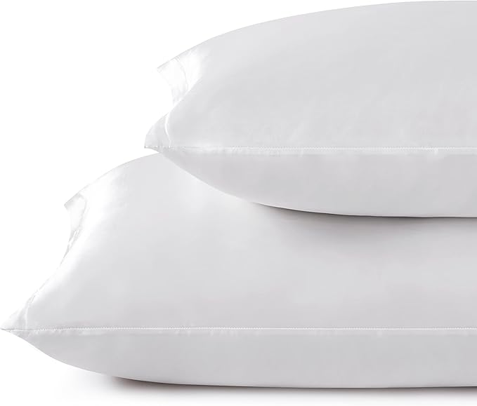 Satin Pillowcases with Zipper （20x36）,King Size Pillowcases Set of 2,White Silk Pillowcase for Hair and Skin