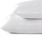 Satin Pillowcases with Zipper （20x36）,King Size Pillowcases Set of 2,White Silk Pillowcase for Hair and Skin