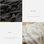 Chunky Cable Knitted Throw Blanket for Couch, Sofa and Bed, 43.3X60IN Lightweight Rustic Decorative Cozy Farmhouse Throw Blankets for Women and Man (Beige)