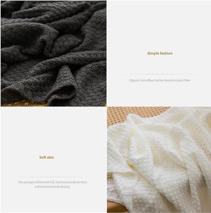 Chunky Cable Knitted Throw Blanket for Couch, Sofa and Bed, 43.3X60IN Lightweight Rustic Decorative Cozy Farmhouse Throw Blankets for Women and Man (White)