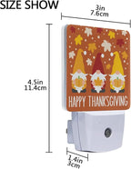Plug in Night Light Lamp, Autumn Gnomes Thanksgiving Fall Dusk to Dawn Sensor LED Nightlight Smart Automatically Lights Bedroom, Bathroom, Kitchen, Hallway, Stairs, Energy