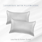 Elegant Comfort 2-PACK Cooling Viscose Satin Pillowcase Set with Hidden Zipper closure, Silky Smooth for Hair and Skin Care-Beautiful Gift Box-2-Piece Satin Pillowcase Set, Standard/Queen, Silver Gray