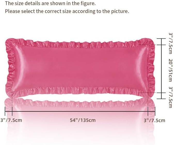 Peach Red Satin Pillowcases Body Pillow for Hair and Skin,Peach Red Body Pillow Silk Pillowcase with Envelope Closure Princess Room Decoration