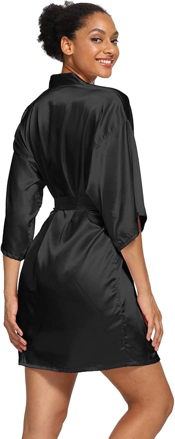 Women's Satin Robes Floral Bridesmaid Robes Short Silk Kimonos Sleepwear