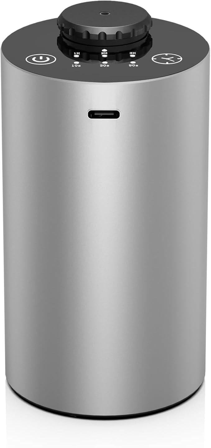 Waterless Essential Oil Diffuser, Battery Powered Mini Scent Air Machine, Aromatherapy Mist Diffuser for Home Room Car Office (Silver Aluminum Alloy)