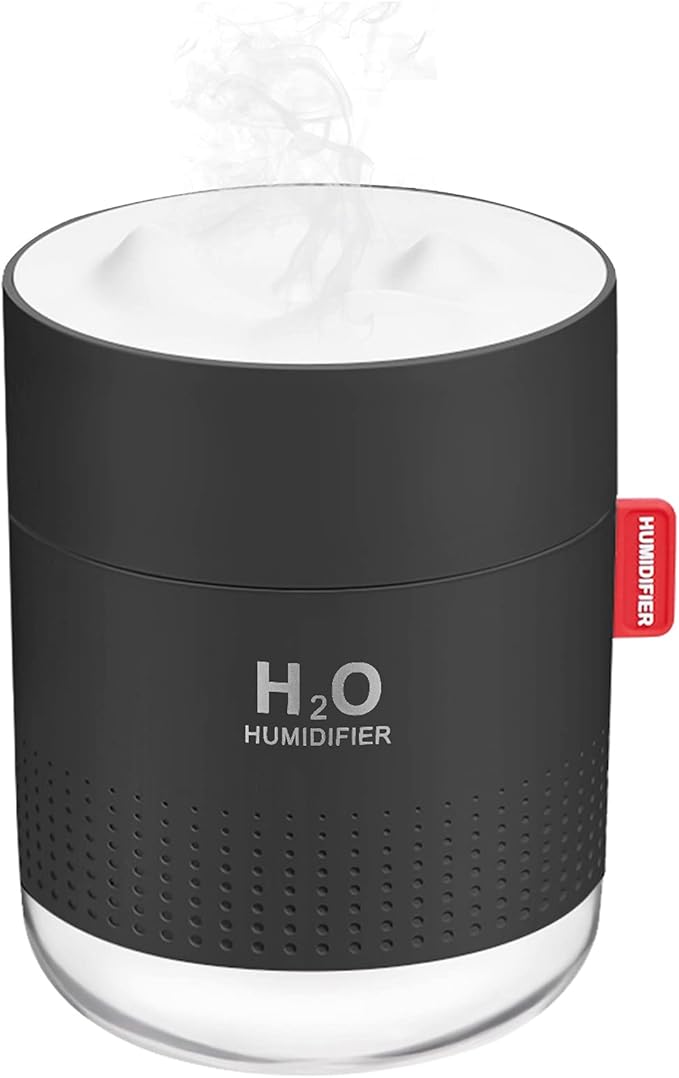 Portable Mini Cool Mist Humidifier, 500ml USB Personal Desktop Humidifier for Baby Bedroom Travel Office Home, Auto Shut-Off, 2 Mist Modes, Super Quiet (Black)