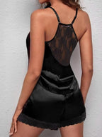 Ekouaer Satin Pajamas Women Lace Sleepwear Lingerie Cami Shorts Set Nightwear XS-XXL